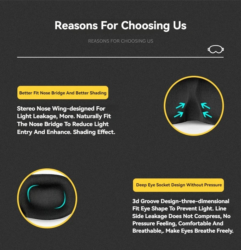 Eye Mask for Sleeping 3D Contoured Cup Blindfold Concave Molded Night Sleep Face Masks Block Out Light with Women Men Eyepatch