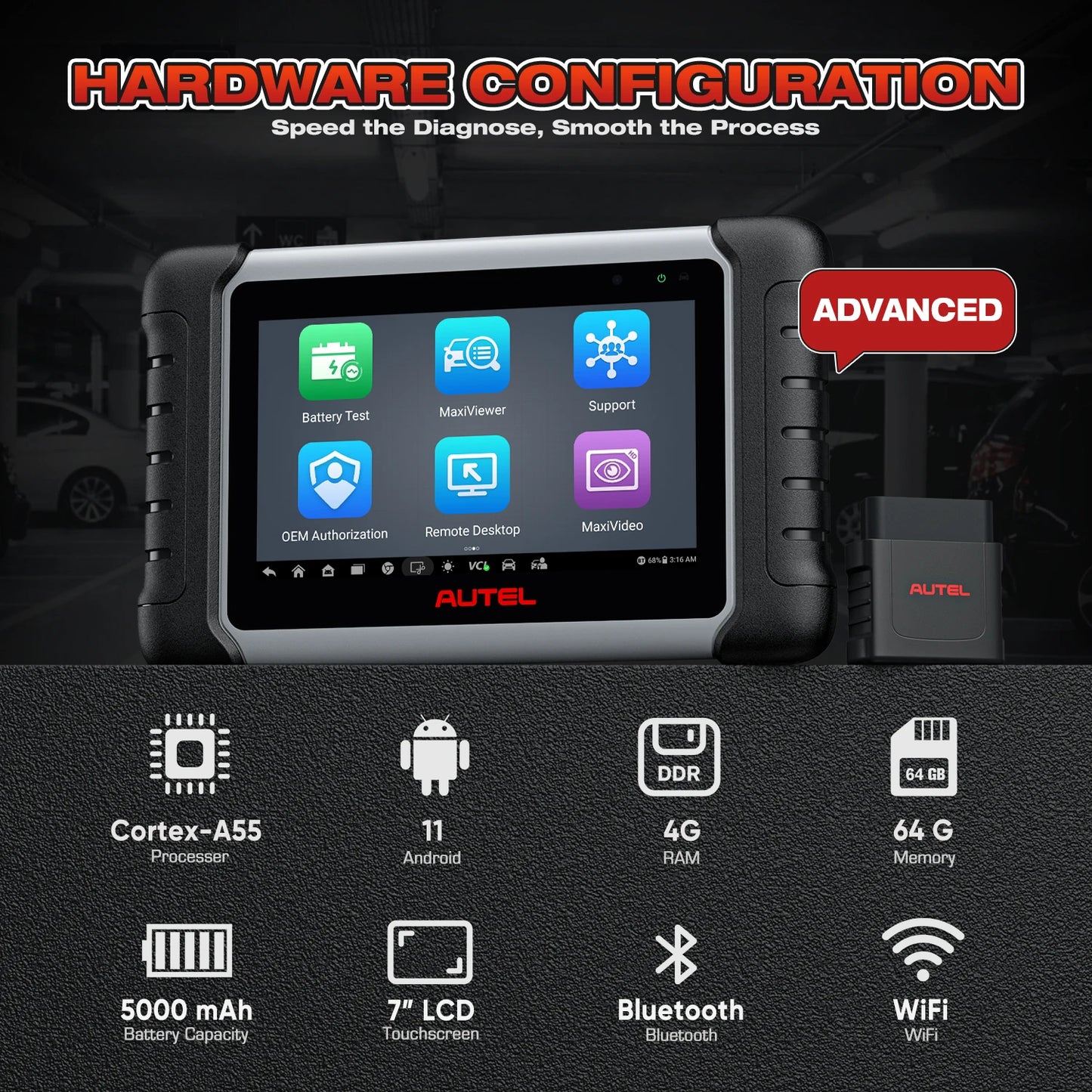 Autel MaxiCOM MK808BT PRO Car Diagnostic Tools OBD2 Scanner Code Reader All System Diagnosis PK MK808 MK808S