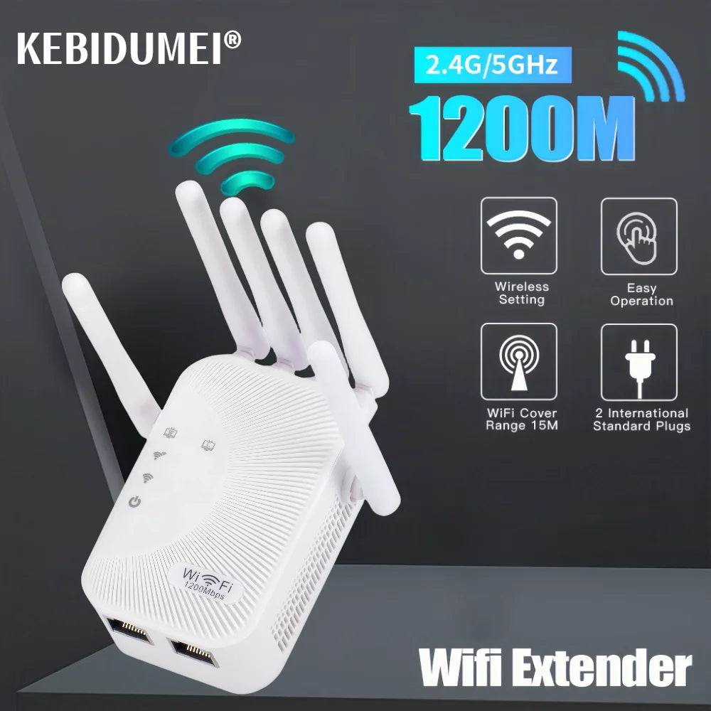 Router Wireless Repeater 1200Mbps Wifi Signal Booster Dual-Band 2.4G 5G WiFi Extender Gigabit WiFi Amplifier Home Office Outdoor