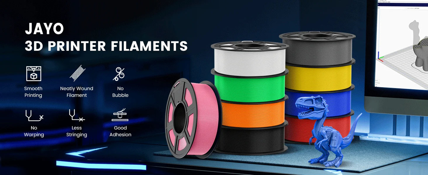 JAYO 2Roll PETG/PETG Clear 3D Printer Filament 1.75 ±0.02mm 1.1kg/roll High Toughness Neatly Wound Filament Fit Most FDM Printer