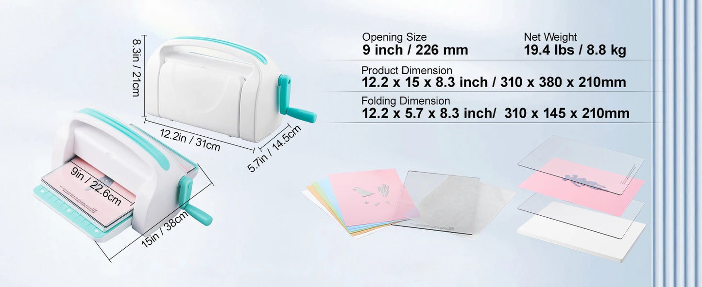 SucceBuy 6/9in Manual Die Cutting Embossing Machine Mini Opening Scrapbooking Handmake Tools for DIY Art Craft Card Decorations