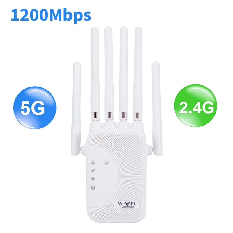 Router Wireless Repeater 1200Mbps Wifi Signal Booster Dual-Band 2.4G 5G WiFi Extender Gigabit WiFi Amplifier Home Office Outdoor