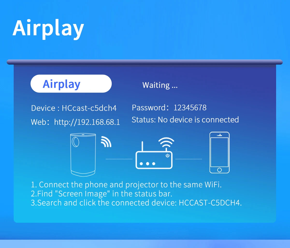 Smart Projector WIFI Mini Portable Home Theater Mobile Phone Same Screen Projector Support 4K LED Home Video Projector &Speaker