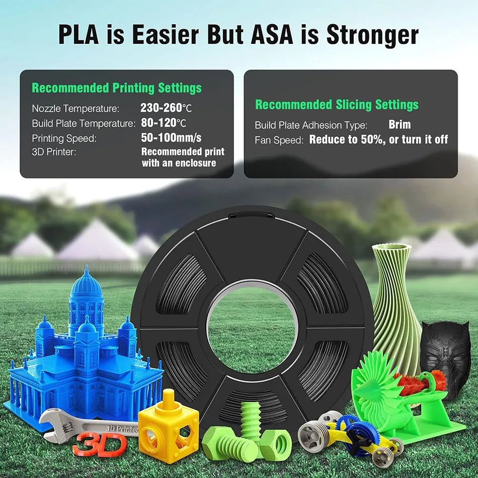 JAYO ASA / ABS / Easy ABS Filament 1.75mm 1KG 3D Filament Low Printing Temperature ABS 3D Printer Filament Excellent Resistance