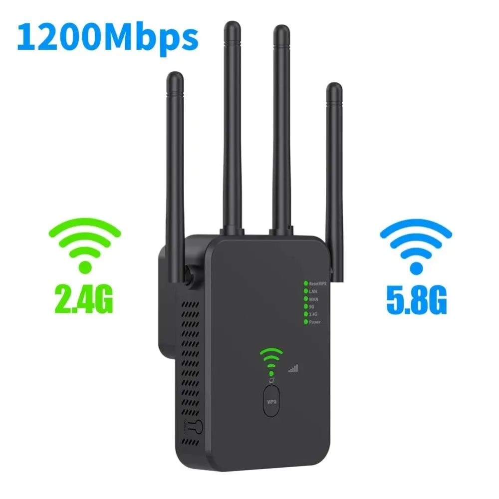 1200Mbps Wireless WiFi Repeater Signal Amplifier Router 2.4G 5G Dual-Band Extender 802.11ac Gigabit WiFi Repeater WIFI Booster