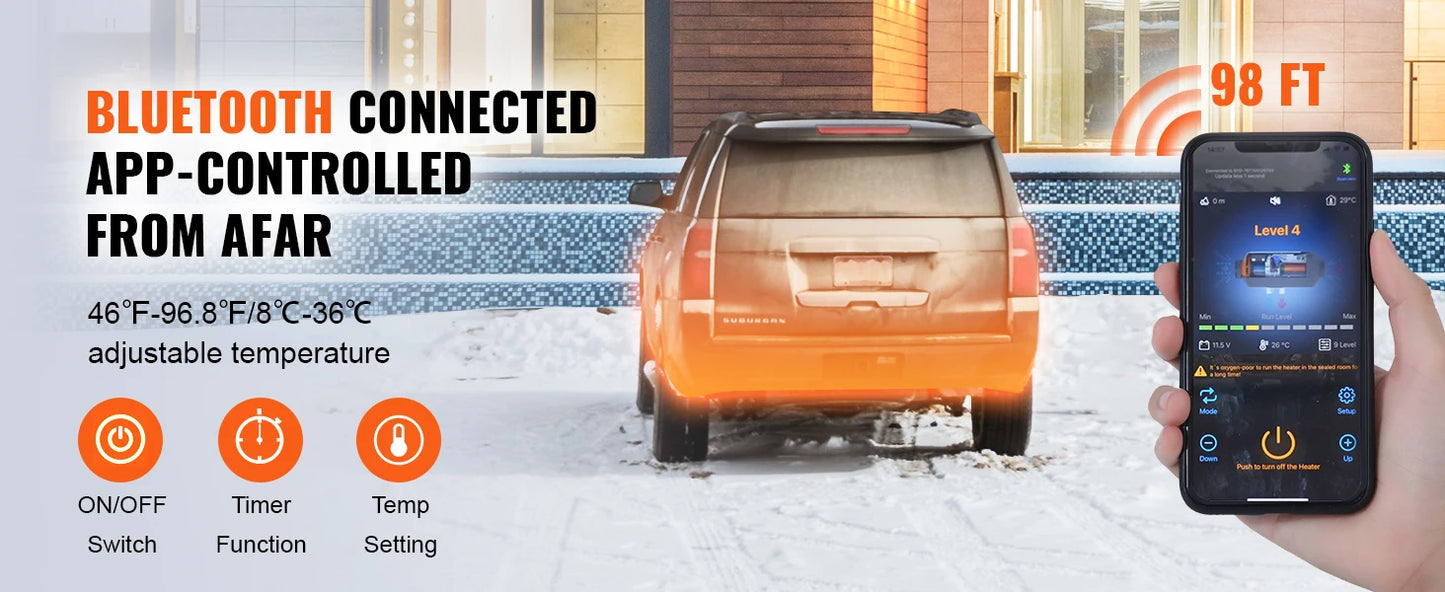 SucceBuy Diesel Air Heater 5/8KW 12V All in One Car Heater with Silencer Remote Control for Car Truck Boat Parking Diesel Heater