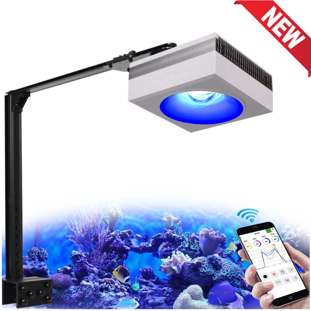 NEW PopBloom RL90 WiFi Led Aquarium Light Full Spectrum, Reef Light Aquarium Saltwater Coral Growing Marine Aquarium Tank Lamp
