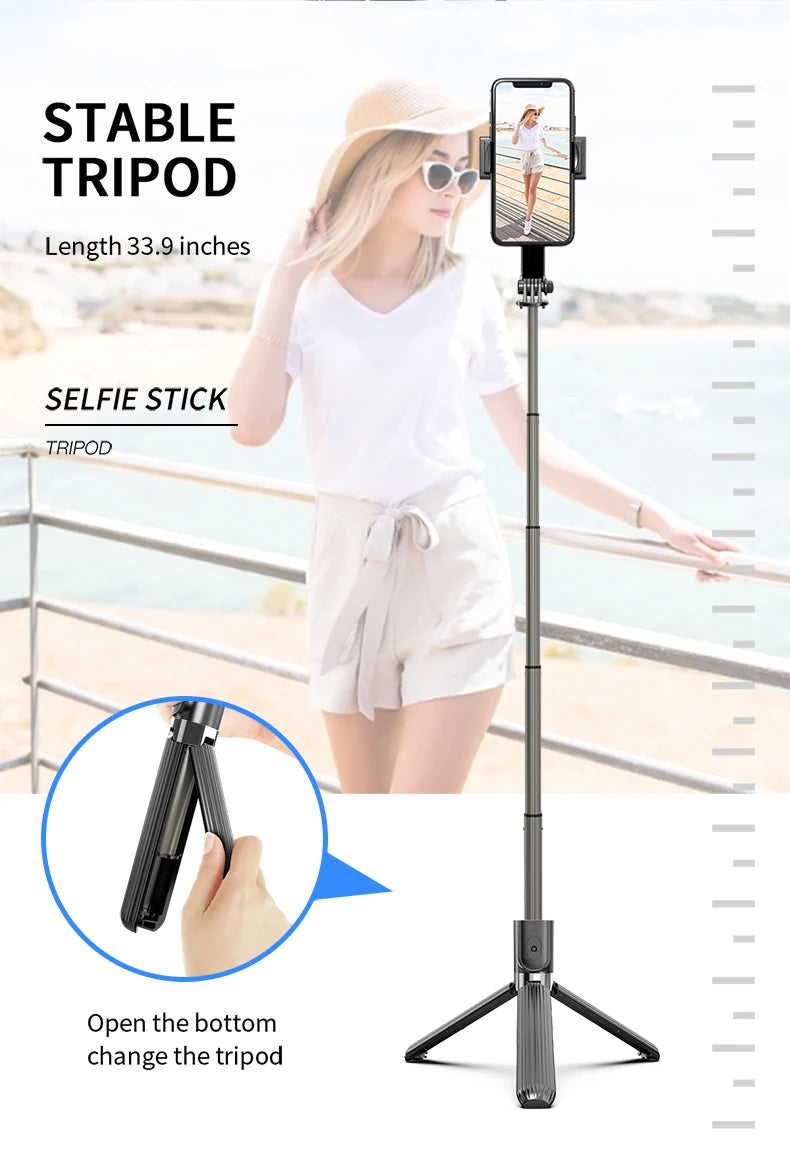 Handheld Gimbal Stabilizer for Smartphone 1-Axis with Selfie Stick Tripod Stand Wireless Bluetooth Remote for iPhone Android