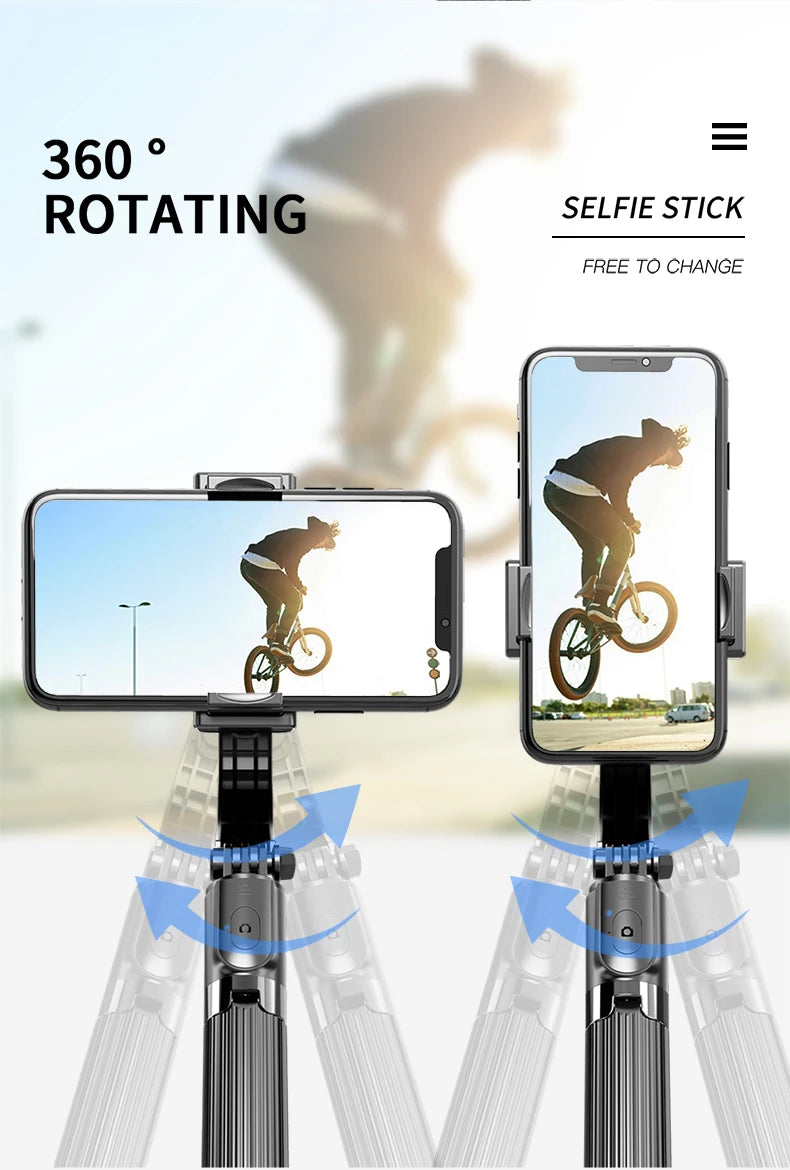 Handheld Gimbal Stabilizer for Smartphone 1-Axis with Selfie Stick Tripod Stand Wireless Bluetooth Remote for iPhone Android