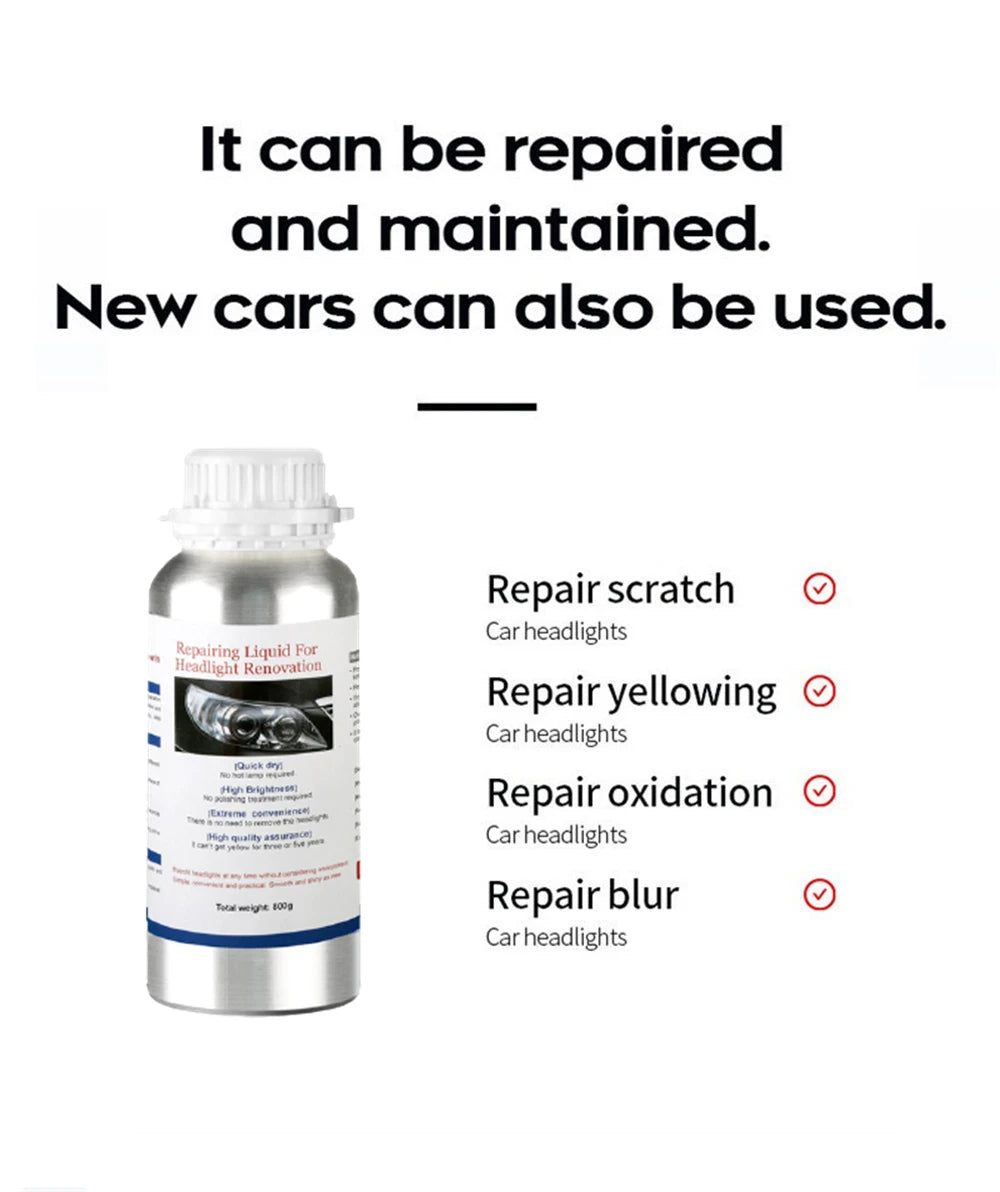 Car Headlight Liquid Polymer Polisher 800ML Car Headlights Polishing Renovation Repair Tool Light Restoration Besteam Auto Part