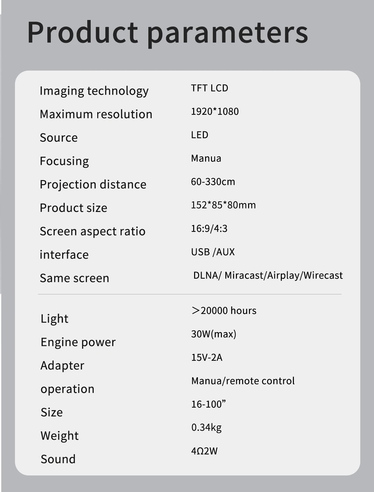 Smart Projector WIFI Mini Portable Home Theater Mobile Phone Same Screen Projector Support 4K LED Home Video Projector &Speaker