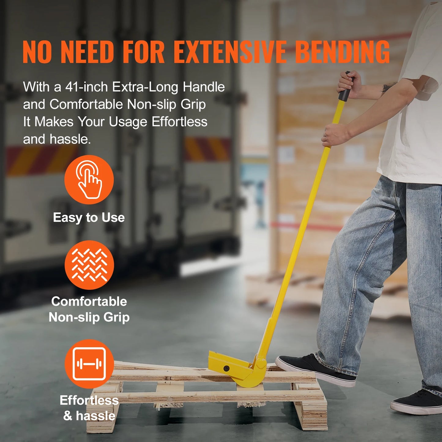 SucceBuy Pallet Pry Bar Buster Carbon Steel Heavy Duty Deck Wrecker Demolition Wood Pallet ToolBreaker for EfficientBoardRemoval