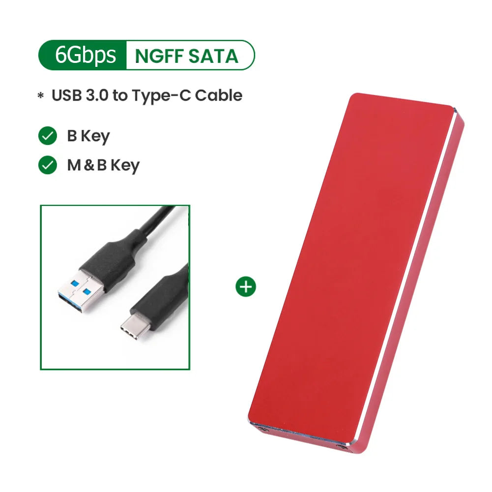 10Gbps M2 SSD Case NVME SATA Dual Protocol M.2 to USB Type C 3.1 SSD Adapter for NVME PCIE NGFF SATA SSD Disk Box M.2 SSD Case