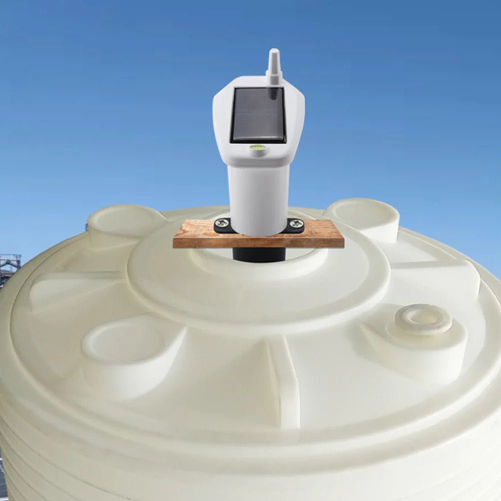 Solar Powered Wireless Ultrasonic Water Level Indicator Gauge Temperature Clock Gauge W/ Alarm Ultrasonic Water Tank Level Meter