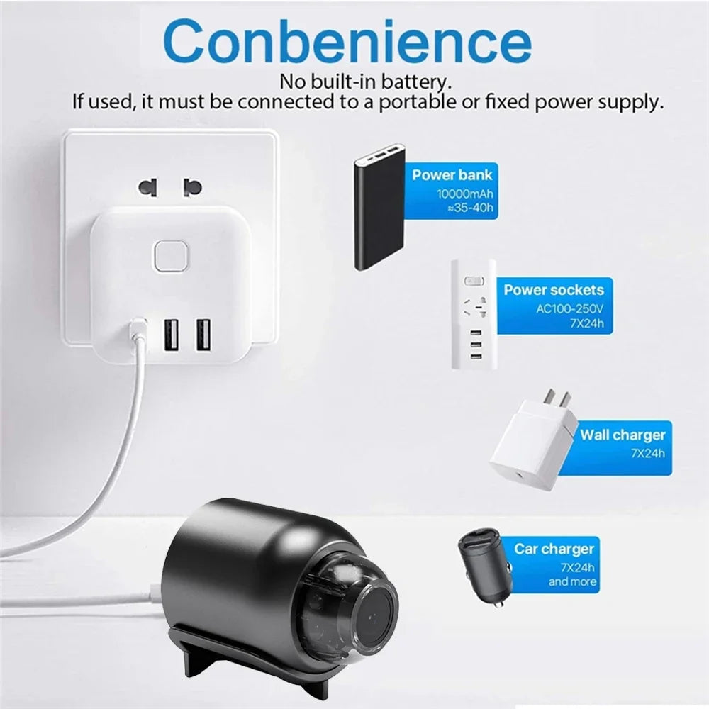 1080P HD Mini WiFi Camera Indoor Safety Security Surveillance Baby Monitor Night Vision Camcorder IP Cam Audio Video Recorder