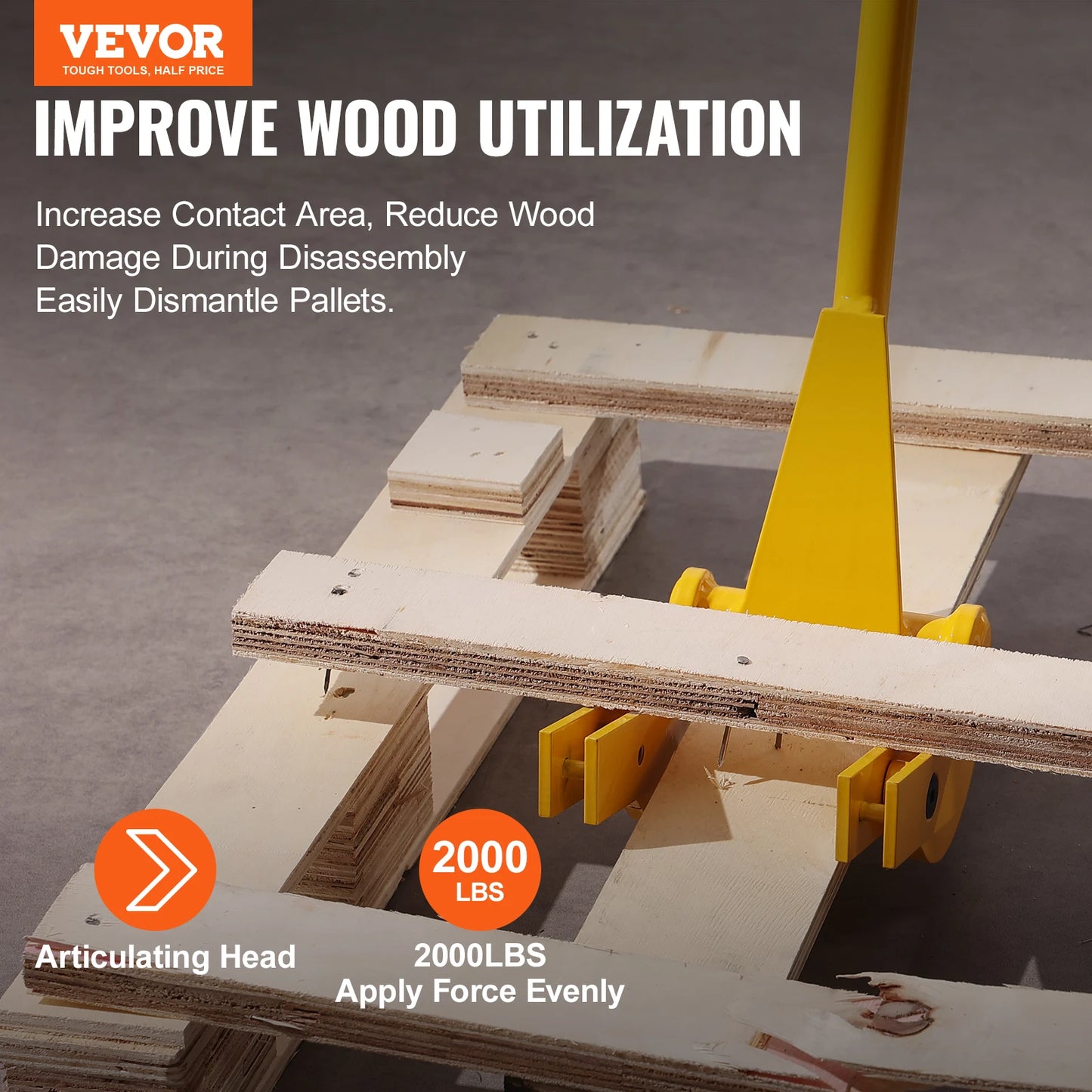 SucceBuy Pallet Pry Bar Buster Carbon Steel Heavy Duty Deck Wrecker Demolition Wood Pallet ToolBreaker for EfficientBoardRemoval