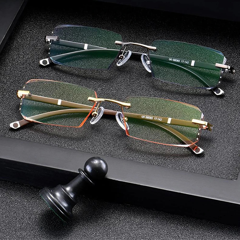 New Cut Edge Presbyopic Glasses Frameless HD Anti Blue Presbyopic Glasses Men's Anti Fatigue Presbyopia Clear Glasses +1.0~+4.0