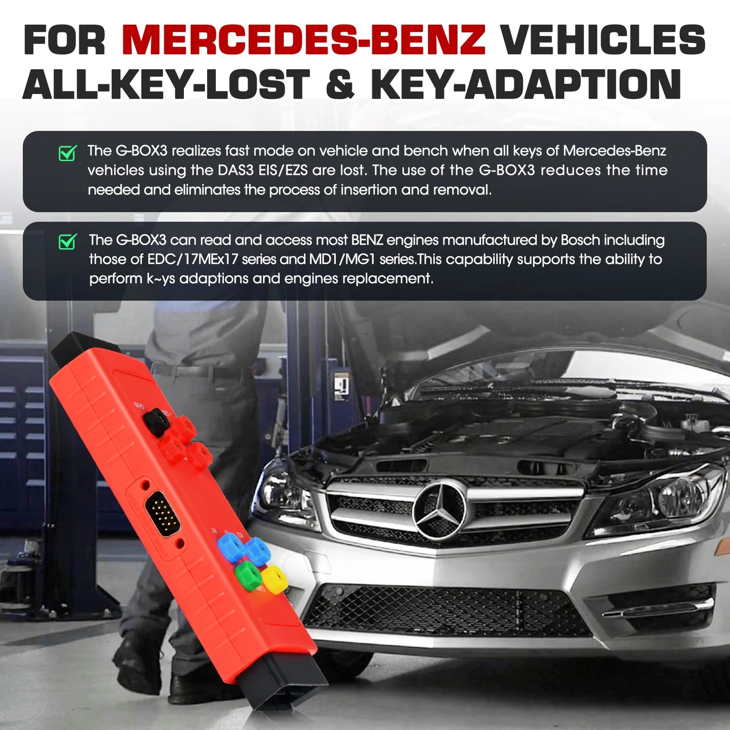Autel GBOX 3 Key Programming Accessory Key for Mercedes-benz and BMW, Working with Autel KM100/ IM508/ IM608/ OTOFIX IM1/ IM2