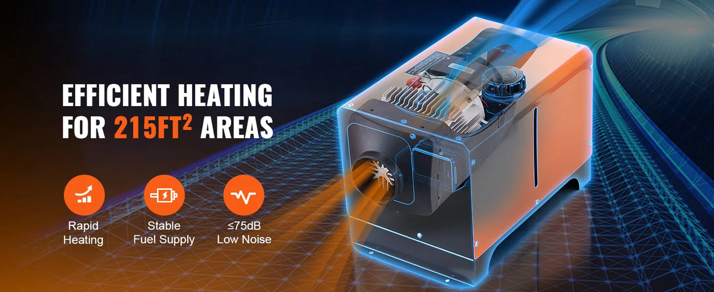 SucceBuy Diesel Air Heater 5/8KW 12V All in One Car Heater with Silencer Remote Control for Car Truck Boat Parking Diesel Heater