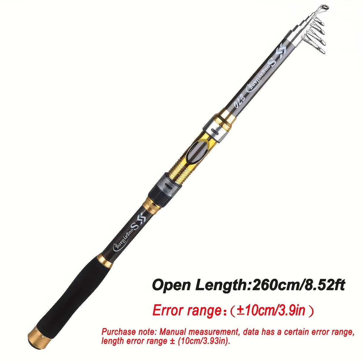 Sougayilang Spinning Fishing Rod Ultralight Carbon Fiber Portable Fishing Pole (actual Size:205-300cm/6.72-9.84ft)(due to Production Batch Problems, a Slight Error Is Within the Normal Range)