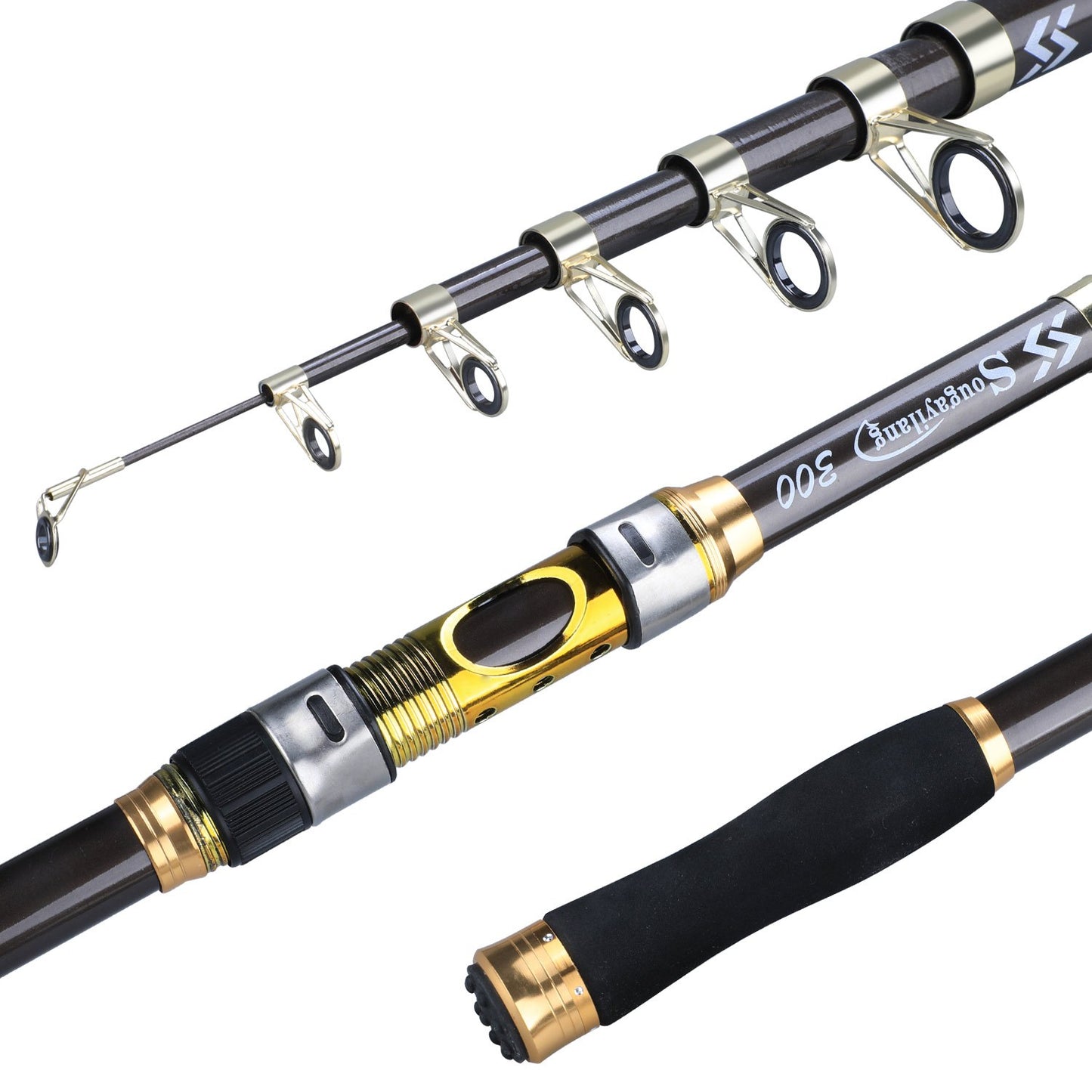Sougayilang Spinning Fishing Rod Ultralight Carbon Fiber Portable Fishing Pole (actual Size:205-300cm/6.72-9.84ft)(due to Production Batch Problems, a Slight Error Is Within the Normal Range)