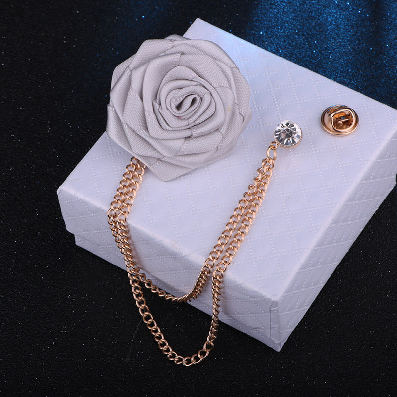 Men's Wedding Ceremony Groom Brooch - Handmade Rose Chain Brooch - For Grooms - Perfect for Wedding Occasions - Ideal Gift for Weddings & Anniversaries