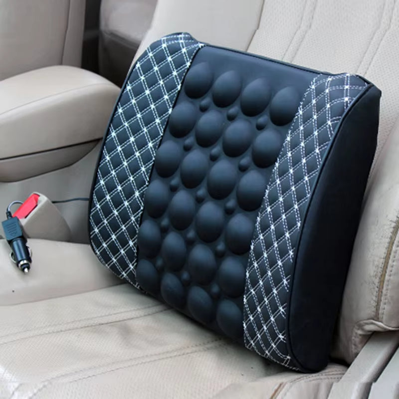 Electric Car Massage Lumbar Support Cushion Car Neck Pillow Seat Head Neck Auto Seat Back Cushion Waist Headrest Safety Support