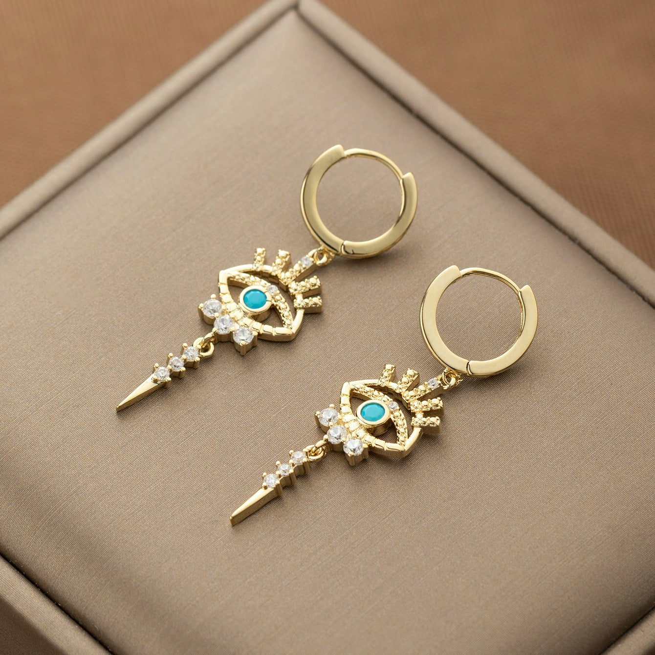 A Pair of Zirconium-encrusted Evil Eye Pendants