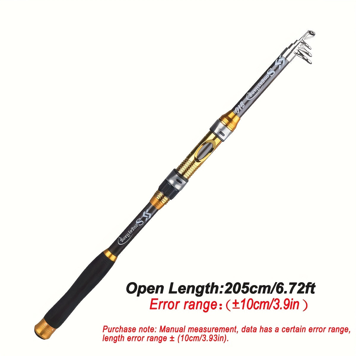 Sougayilang Spinning Fishing Rod Ultralight Carbon Fiber Portable Fishing Pole (actual Size:205-300cm/6.72-9.84ft)(due to Production Batch Problems, a Slight Error Is Within the Normal Range)
