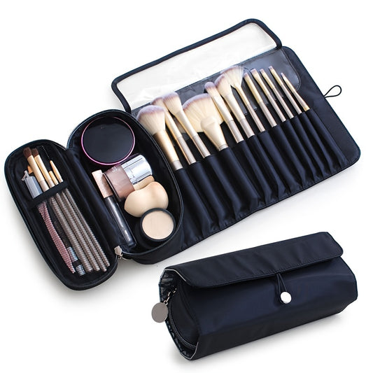 Large Capacity Makeup Brush Organizer Bag - Multi-Functional Korean Style Portable Cosmetic Pouch for Students