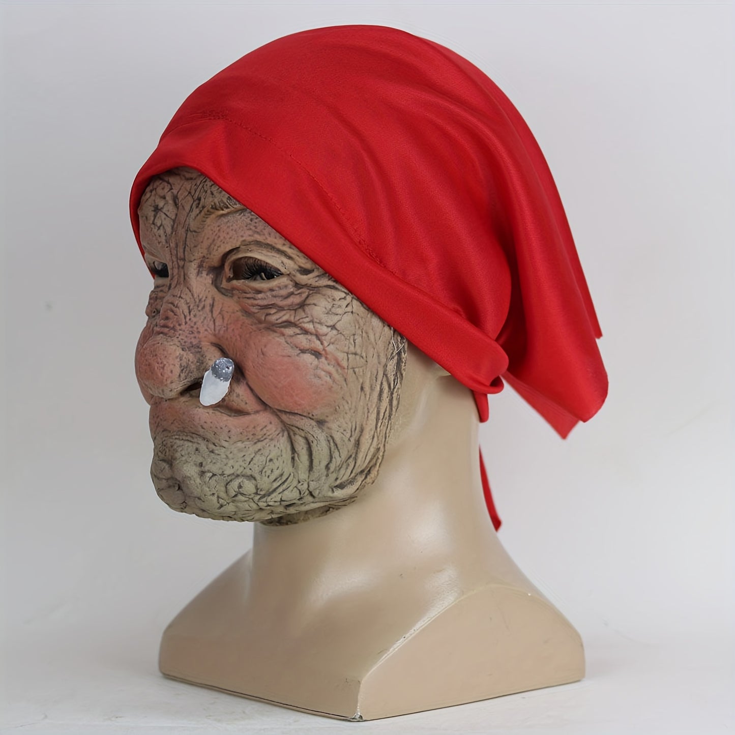 Little Red Hood Smoking Grandma Old Woman Mask Party Props Halloween, ideal choice for gifts Suitable for men and women.