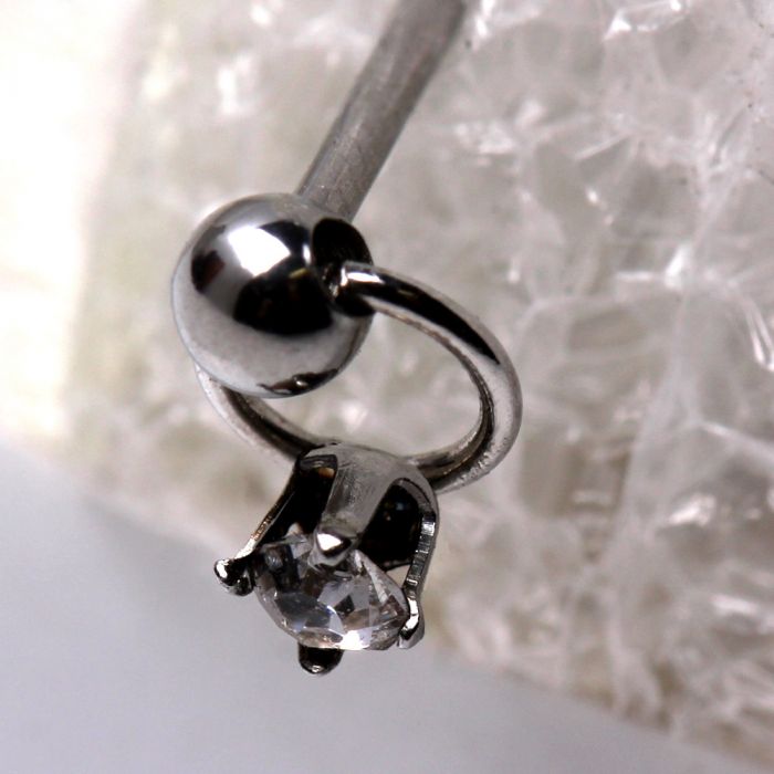 316L Stainless Steel Slave Ring with Clear CZ Stud Nose Ring