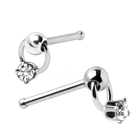 316L Stainless Steel Slave Ring with Clear CZ Stud Nose Ring