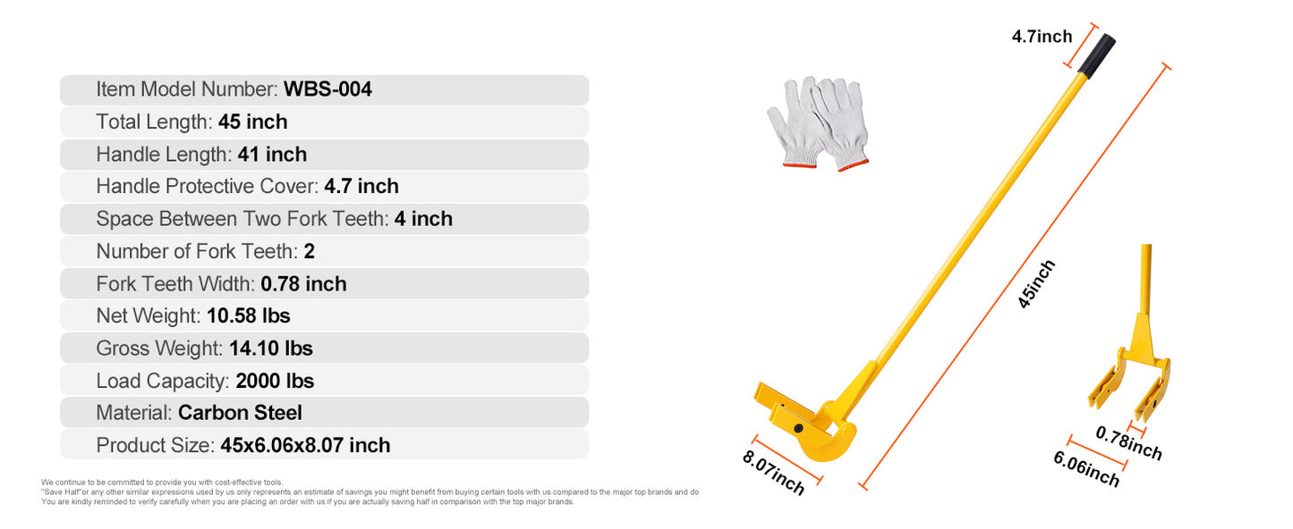 SucceBuy Pallet Pry Bar Buster Carbon Steel Heavy Duty Deck Wrecker Demolition Wood Pallet ToolBreaker for EfficientBoardRemoval