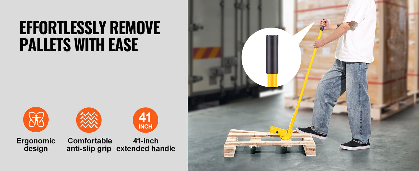 SucceBuy Pallet Pry Bar Buster Carbon Steel Heavy Duty Deck Wrecker Demolition Wood Pallet ToolBreaker for EfficientBoardRemoval