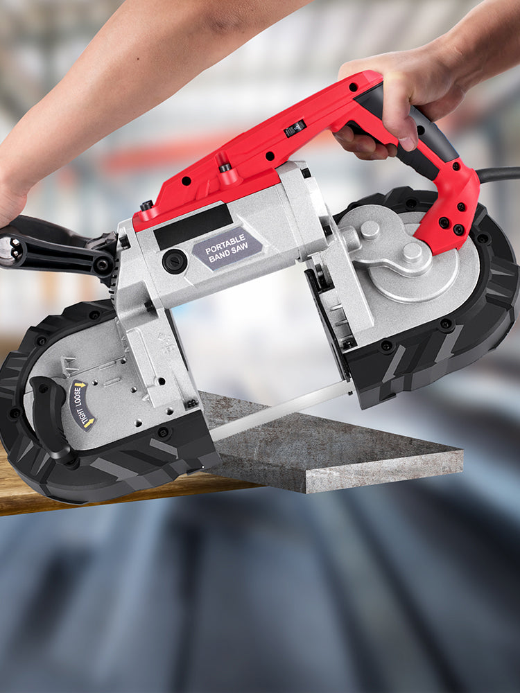 SucceBuy Portable BandSaw 5Inch Cutting Capacity Cordless Variable Speed 10Amp Motor Deep Cut Bandsaw for Metal Wood Pipes Rebar