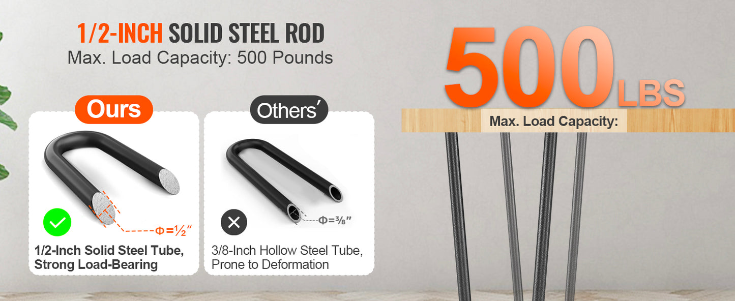 SucceBuy 16/19/28in Hairpin Furniture Legs 4PCS Black 500lbs Metal Heavy Duty  Modern Table Legs For Nightstand Coffee Table