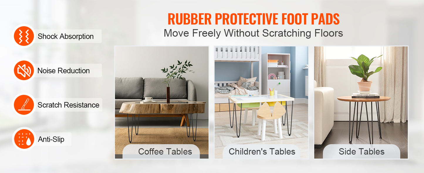 SucceBuy 16/19/28in Hairpin Furniture Legs 4PCS Black 500lbs Metal Heavy Duty  Modern Table Legs For Nightstand Coffee Table