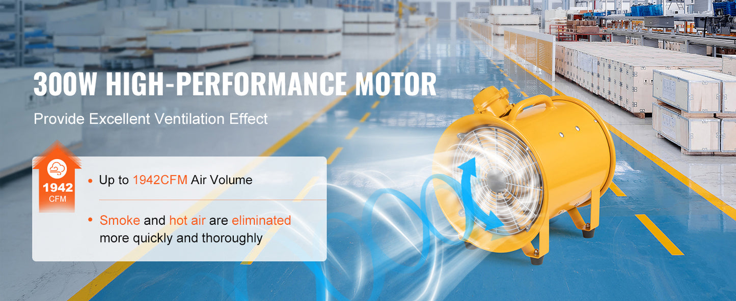 SucceBuy Portable Ventilation Fan 350W/550W/1100W Industrial Exhaust Fan Air Clean Extractor Blower Factory Warehouse Homeuse